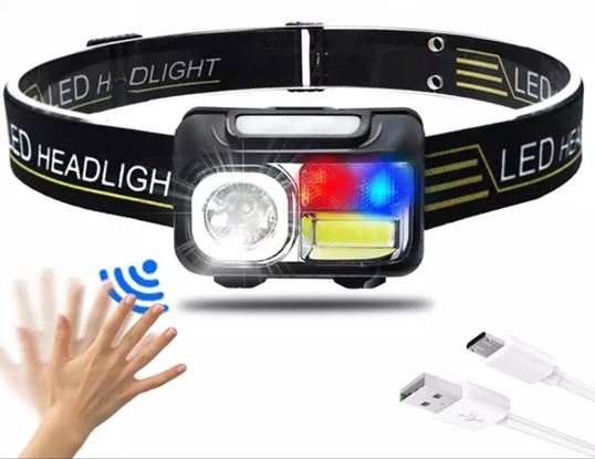 Linterna Frontal CY2089 Recargable con Sensor Linterna Frontal CY2089 Recargable con Sensor