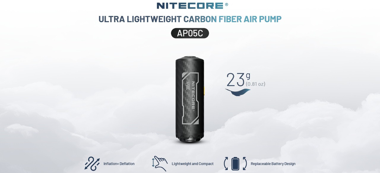 AP05C BOMBA DE AIRE ULTRA LIGERA DE FIBRA DE CARBONO PARA CAMPING NITECORE 12 AP05C BOMBA DE AIRE ULTRA LIGERA DE FIBRA DE CARBONO PARA CAMPING NITECORE 1
